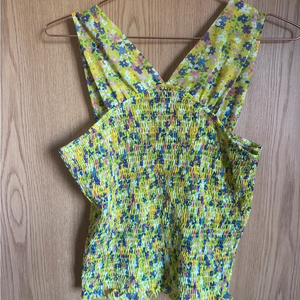 River Island Yellow and Blue Floral Tank Top
